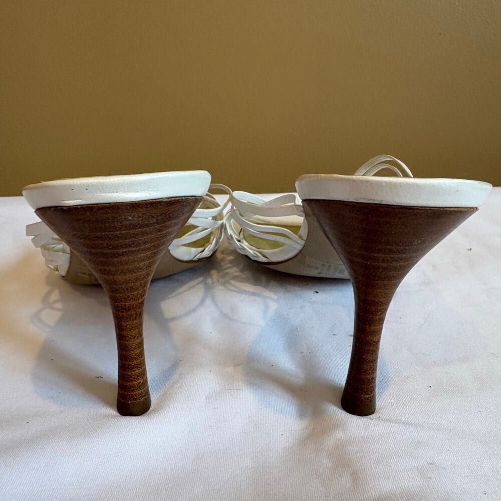 Ann Kline Strappy White Summer Casual Sandal Heel Leather 7M - Picture 4 of 7